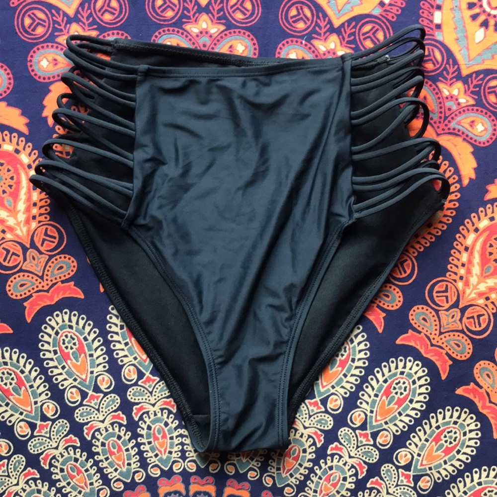 Black high waisted bikini bottom
